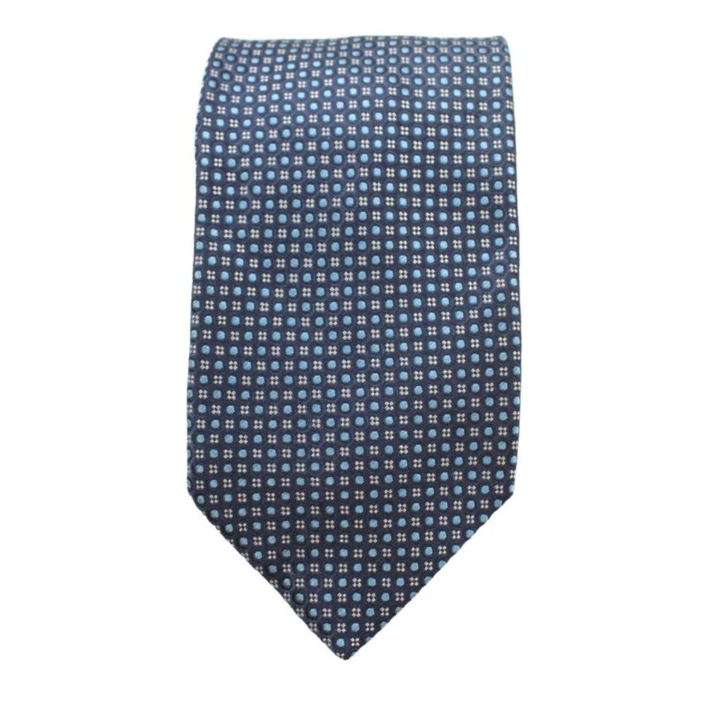 Barneys New York Silk Geometic Print Classic Shirt Tie Blue 56 in.